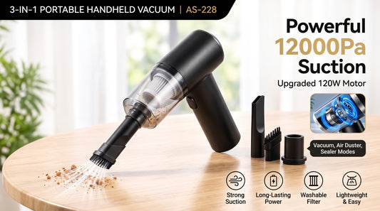 3-in-1 Wireless Car Vacuum | Portable Air Duster & Sealer