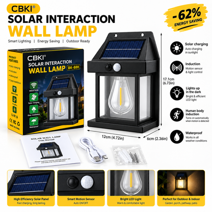 CBKI Solar Interaction Wall Lamp BK-888 – Outdoor Motion Sensor LED Sconce