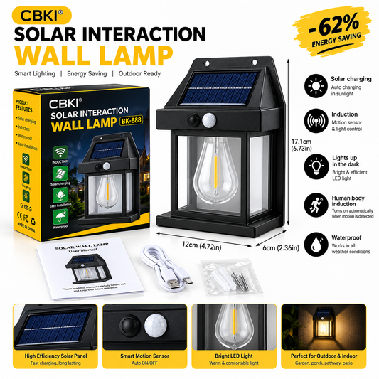 CBKI Solar Interaction Wall Lamp BK-888 – Outdoor Motion Sensor LED Sconce