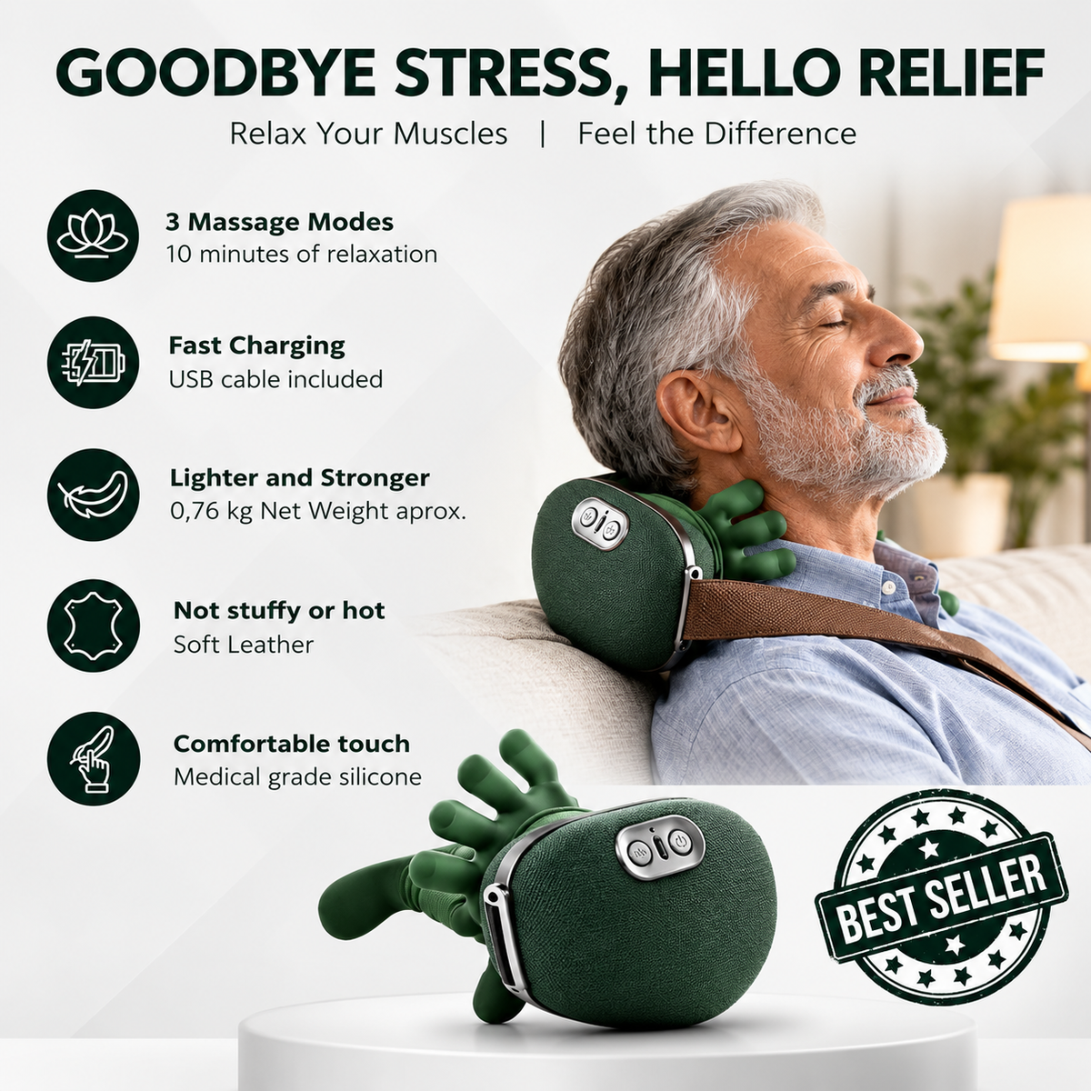 4D Neck and Shoulder Massager, Massage for Relaxation, Heating Neck