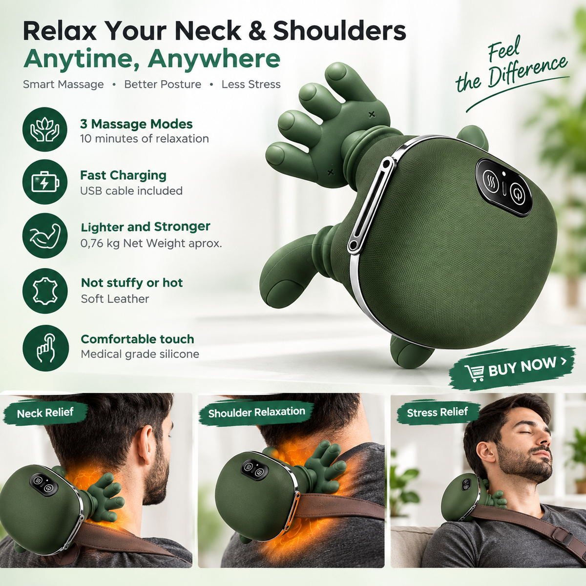 4D Neck and Shoulder Massager, Massage for Relaxation, Heating Neck