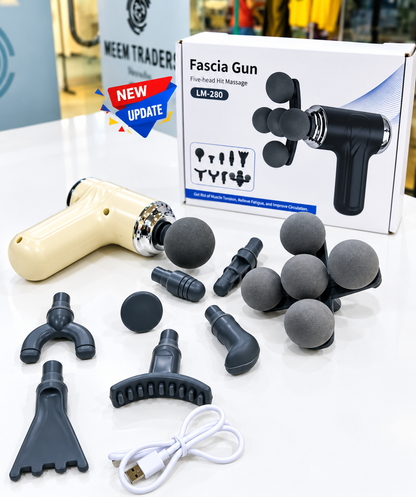 Deep Tissue Fascia Massage Gun with 9 Interchangeable Heads