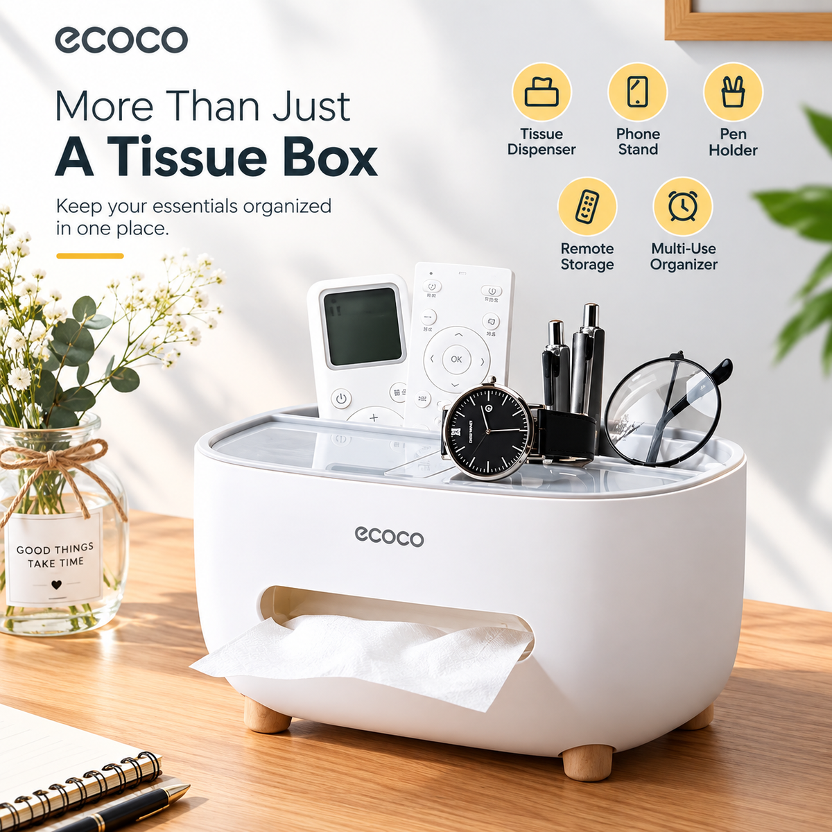 Ecoco Premium Multipurpose Desktop Tissue Dispenser and Organizer