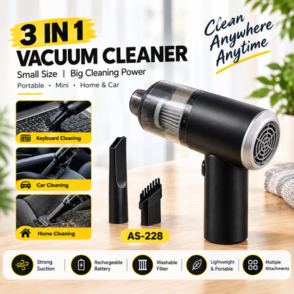 3-in-1 Wireless Car Vacuum | Portable Air Duster & Sealer