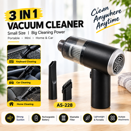 3-in-1 Wireless Car Vacuum | Portable Air Duster & Sealer