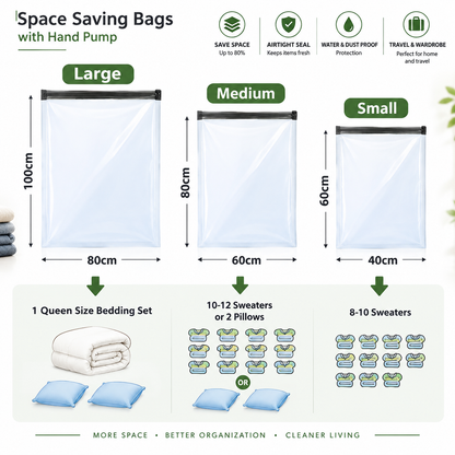 Premium 5-Pack Vacuum Storage Bags with Hand Pump