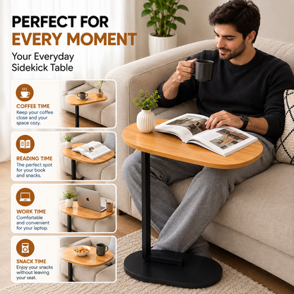 Modern C-Shaped Side Table & Laptop Desk