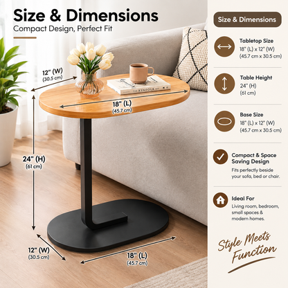 Modern C-Shaped Side Table & Laptop Desk